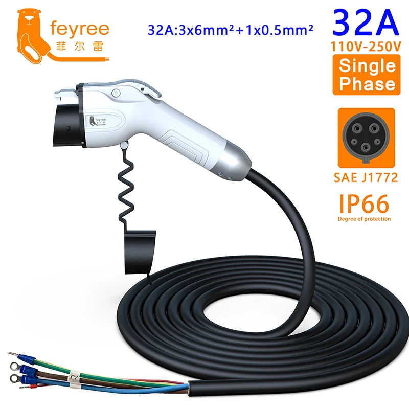 Ev Charger 7Kw Single Phase - Cavo di Ricarica EV Feyree 5m,