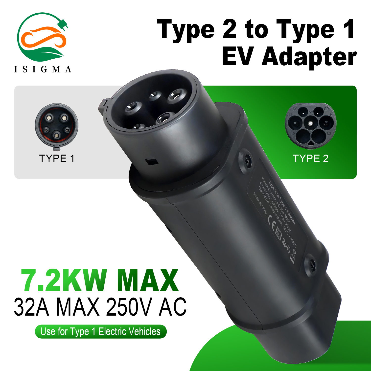 Ev Charger 7Kw Single Phase - Adattatore per Caricabatterie EV da Tipo