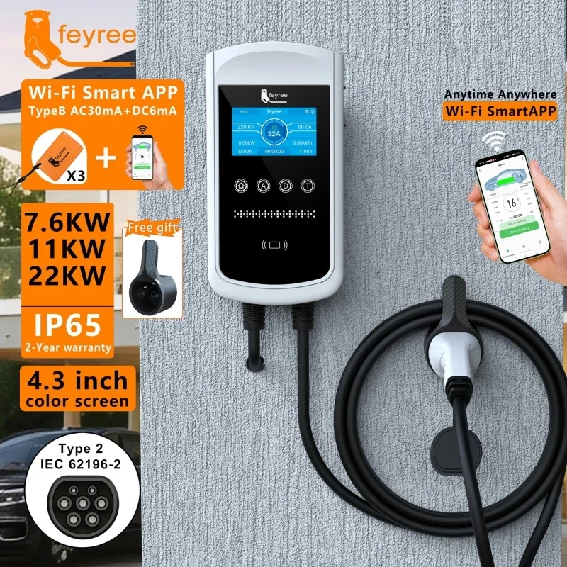 Ev Charger 22Kw Wallbox Type 2 - Caricatore EV Feyree Tipo 2 32A