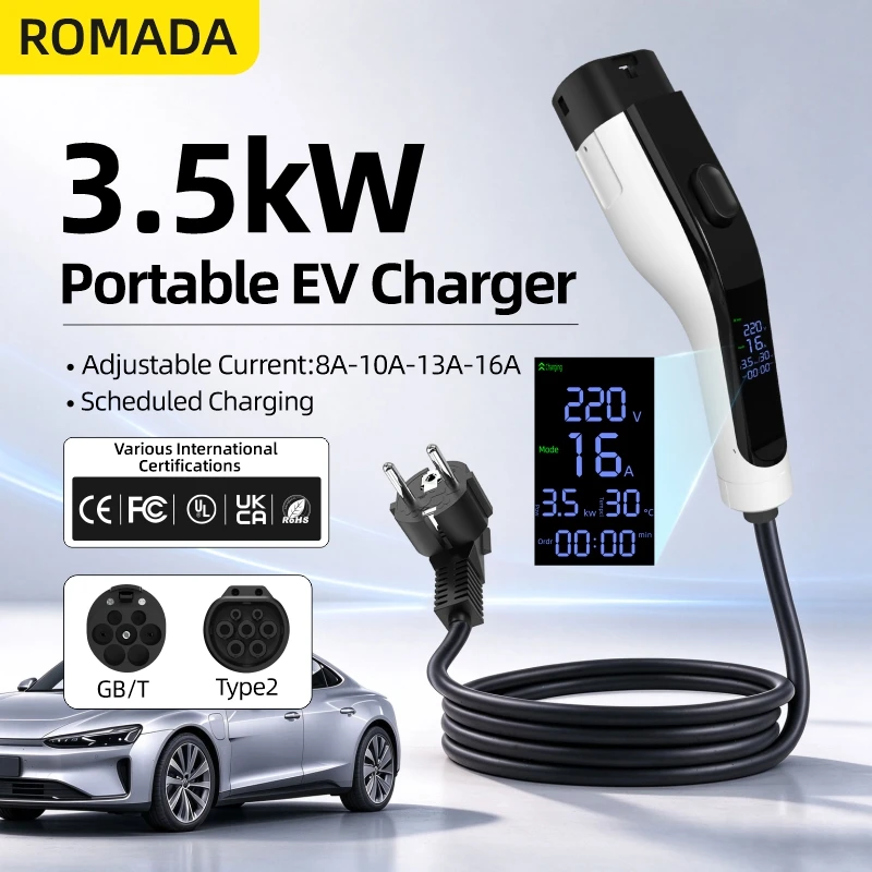 ROMADA 16A 3.5KW Caricatore EV - Portable Ev Charger 16A Adjustable recensione e prezzo