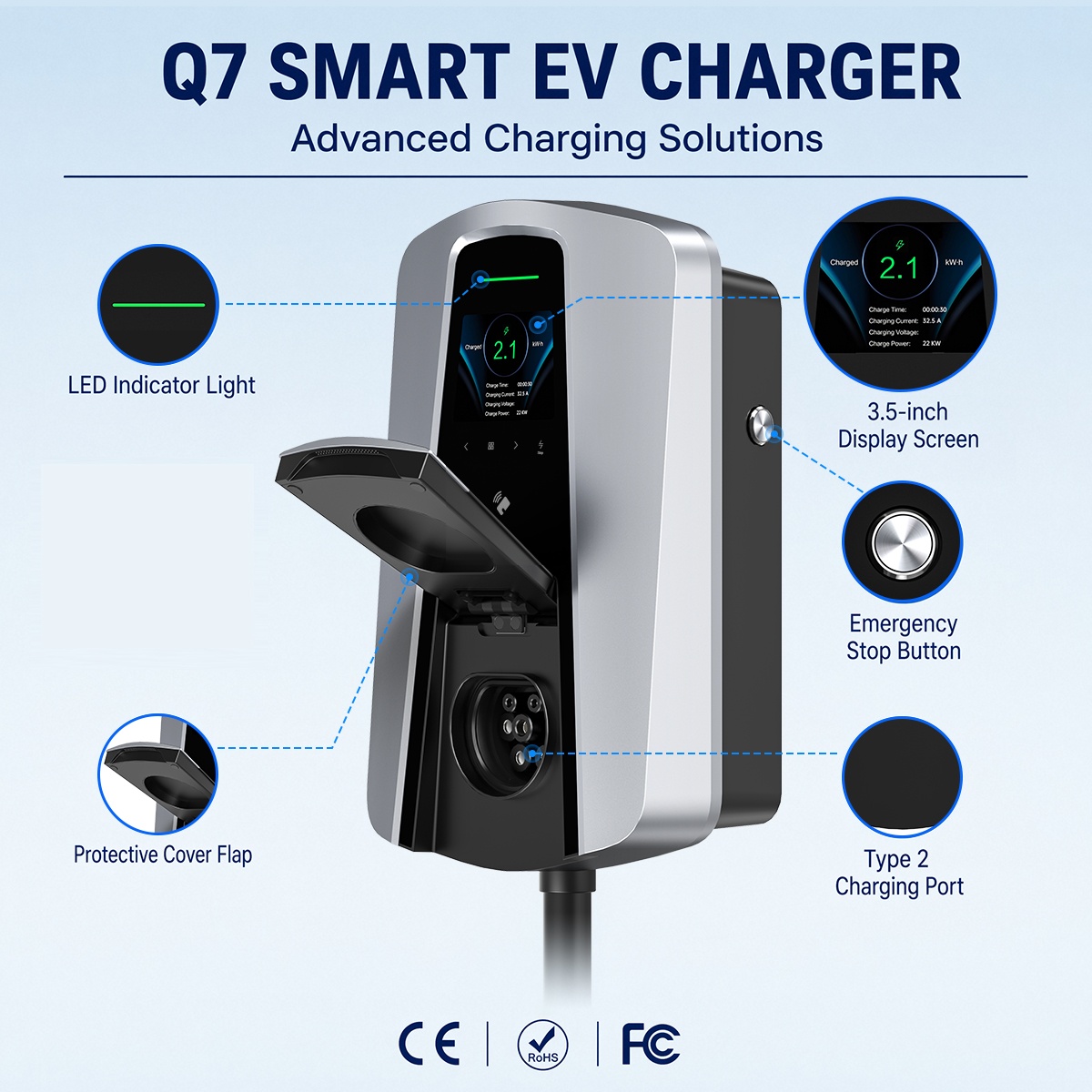 Caricatore EV 7.4KW Tipo 2 con - Ev Charger 22Kw Wallbox Type 2 recensione e prezzo
