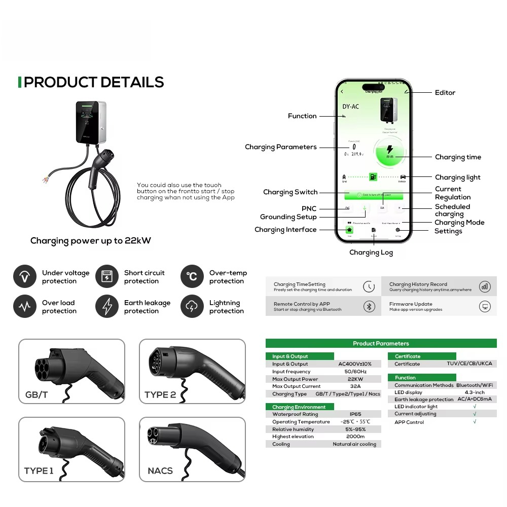 Caricatore da Parete AC EV 11  - Ev Charger 11Kw Three Phase recensione e prezzo