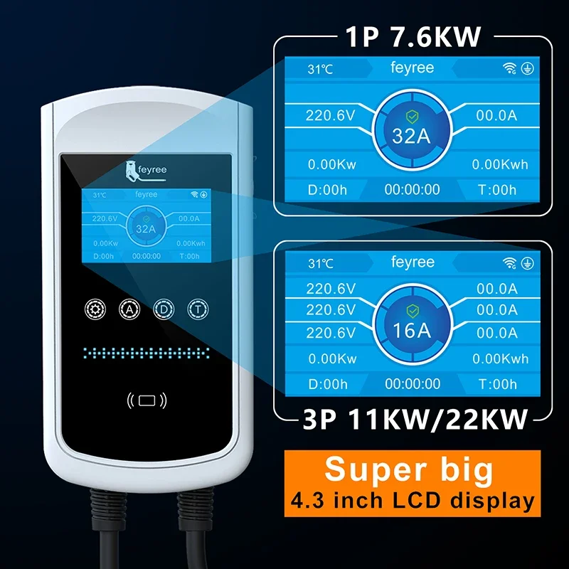 Caricatore EV Feyree Tipo 2 32 - Ev Charger 22Kw Wallbox Type 2 recensione e prezzo