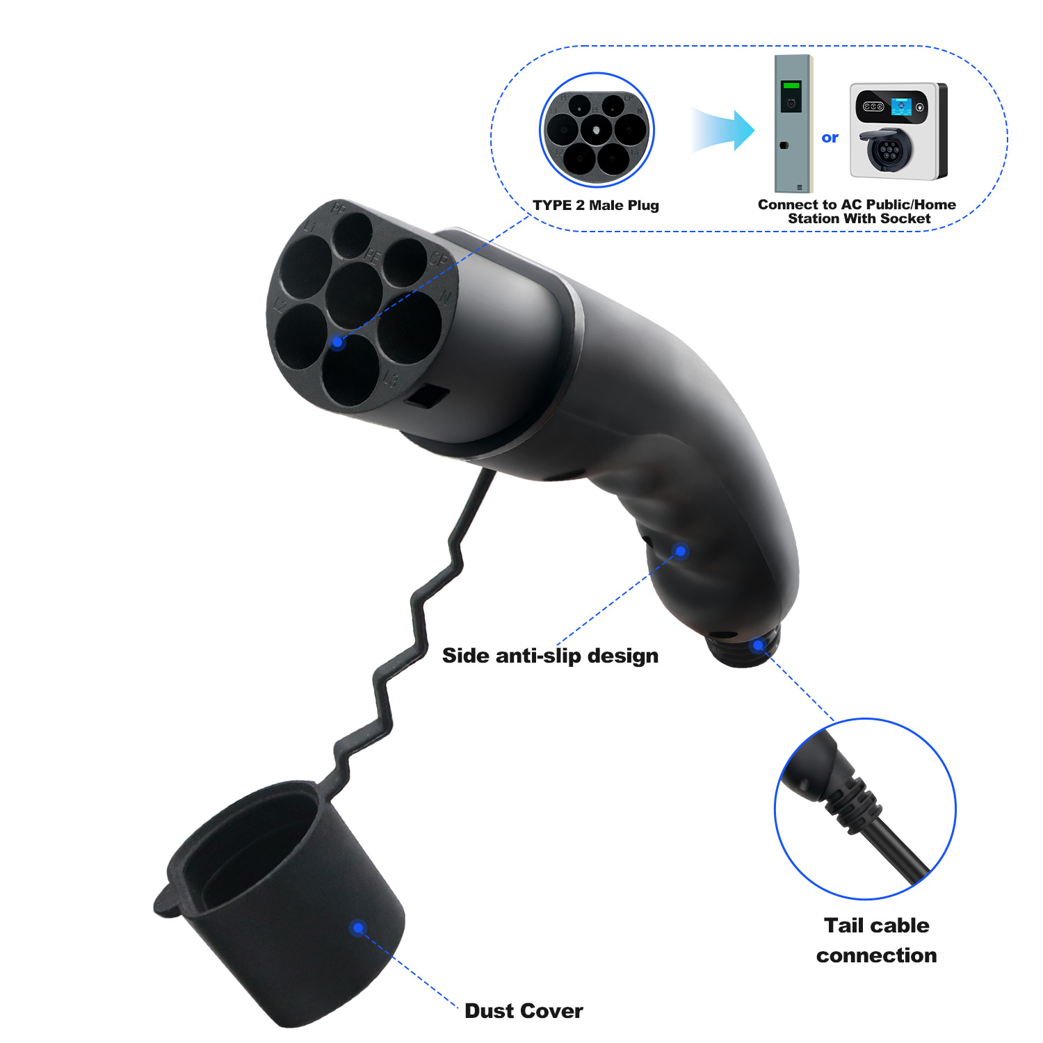 Kolanky Tipo 2 Spina EV maschi - Ev Charging Cable Type 2 32A recensione e prezzo